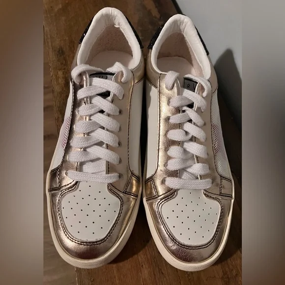 Vintage Havana Rose Gold Metallic & White Star Sneakers - Picture 6 of 11